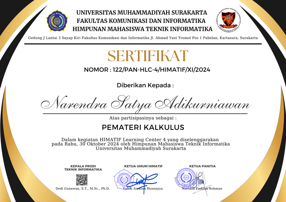 Speaker / Pemateri Kalkulus - HIMATIF Learning Center 4