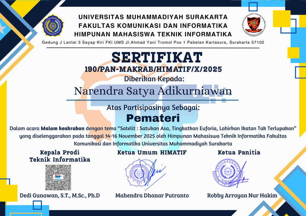 Speaker / Pemateri - Makrab HIMATIF UMS 2025 ("Satelit")