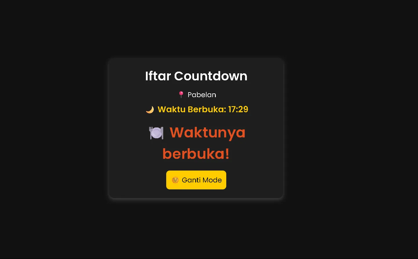 Iftar Countdown Web App