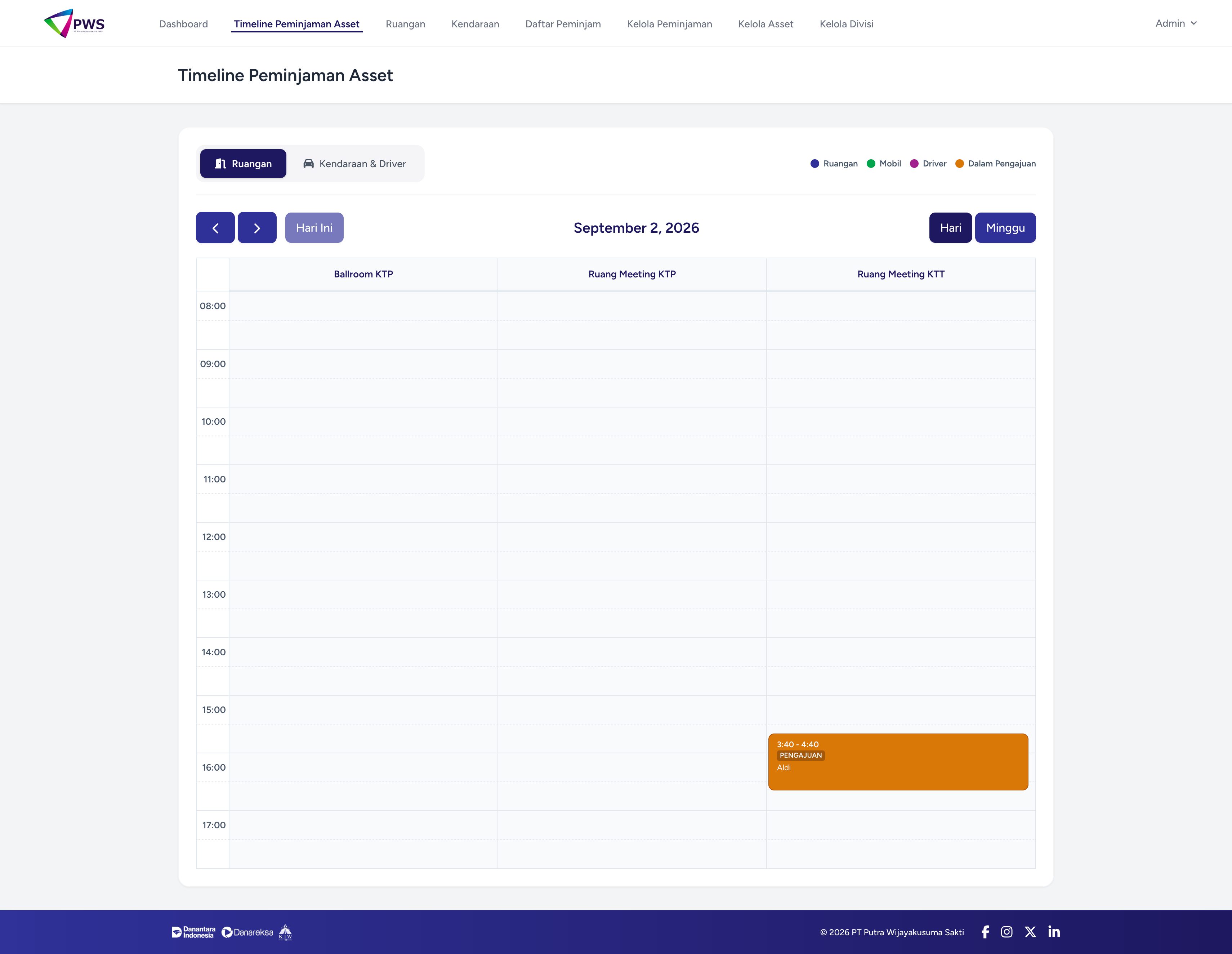 Visual Timeline Peminjaman & Jadwal Aset